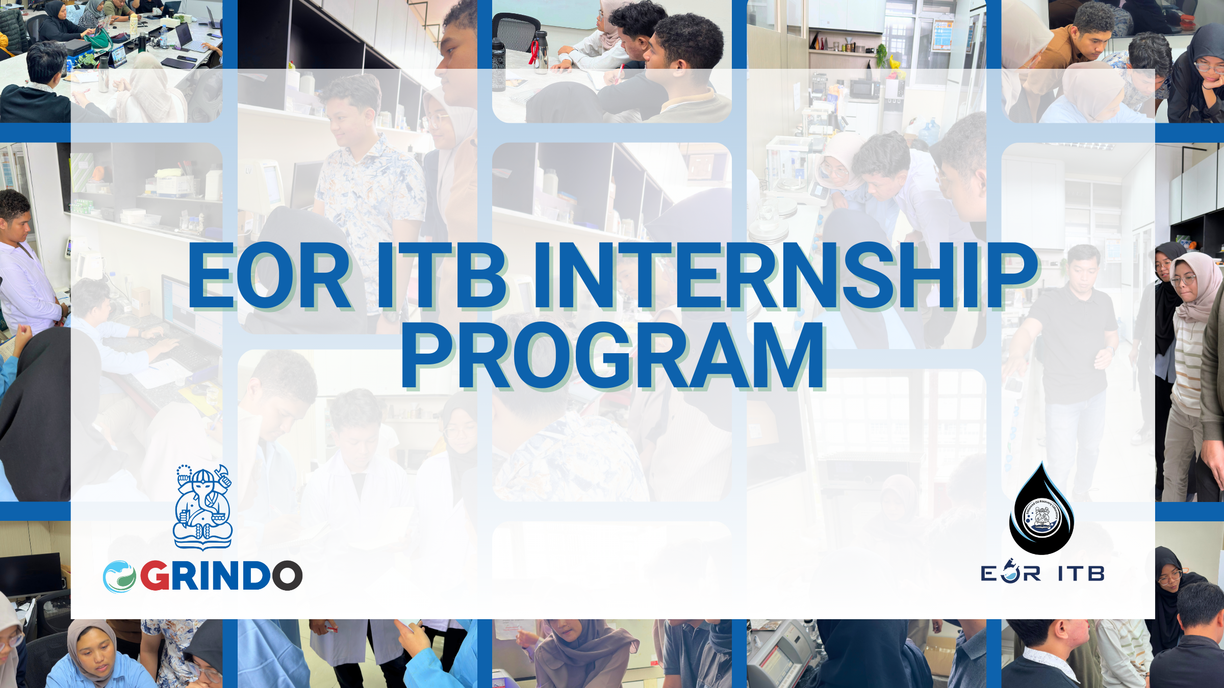 Kegiatan mahasiswa Program Internship Lab EOR ITB dalam pengenalan laboratorium, pengujian Enhanced Oil Recovery (EOR), diskusi kelompok, dan hands-on project sebagai bagian dari pengembangan kompetensi teknik perminyakan dan pengabdian masyarakat.