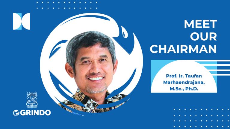 Prof. Ir. Taufan Marhaendrajana, M.Sc., Ph.D. sebagai Chairman OGRINDO ITB dengan latar visual identitas institusi dan tema kepemimpinan riset serta inovasi energi Indonesia.
